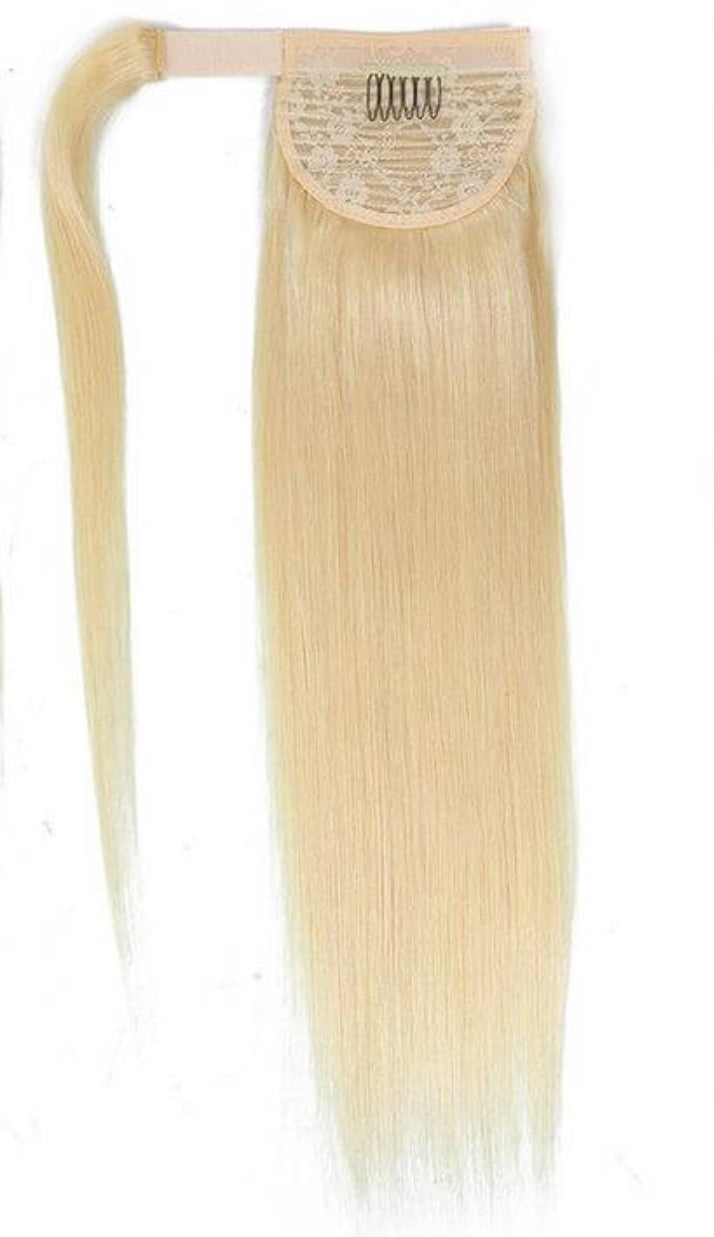 #613 Blonde straight Ponytail hair extensions