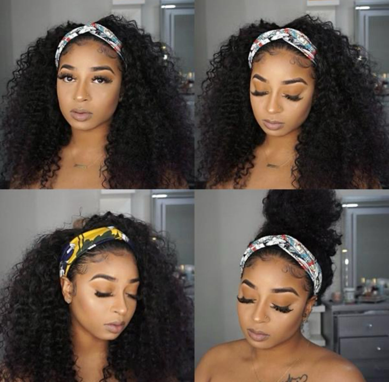 Head band wigs Natural Black