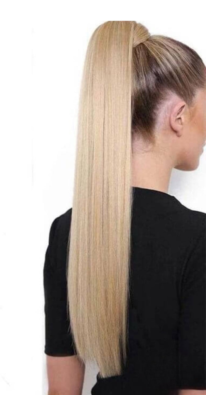 #613 Blonde straight Ponytail hair extensions