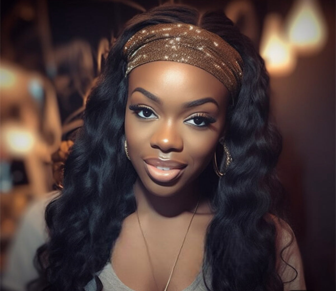 Head band wigs Natural Black