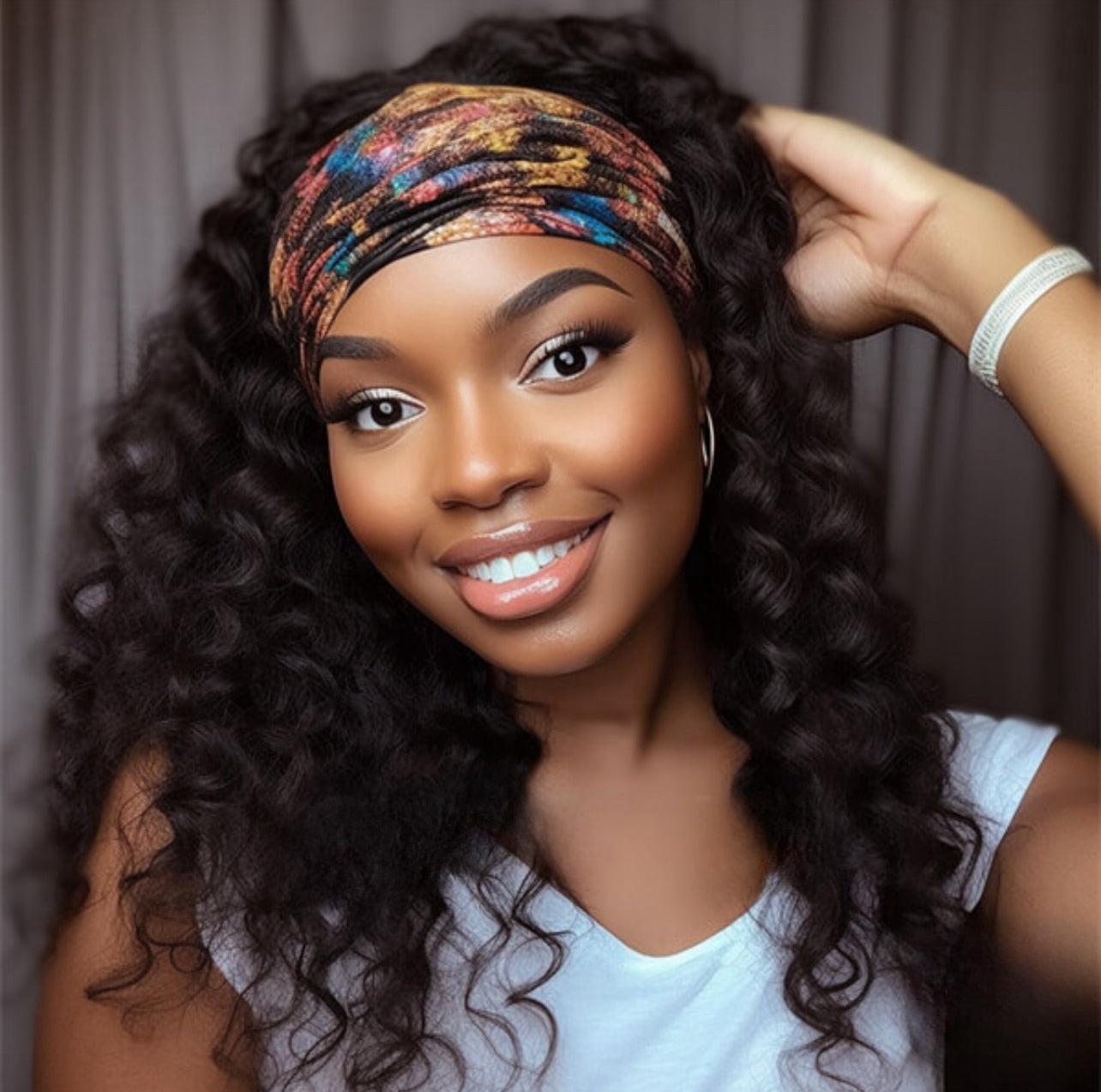 Head band wigs Natural Black