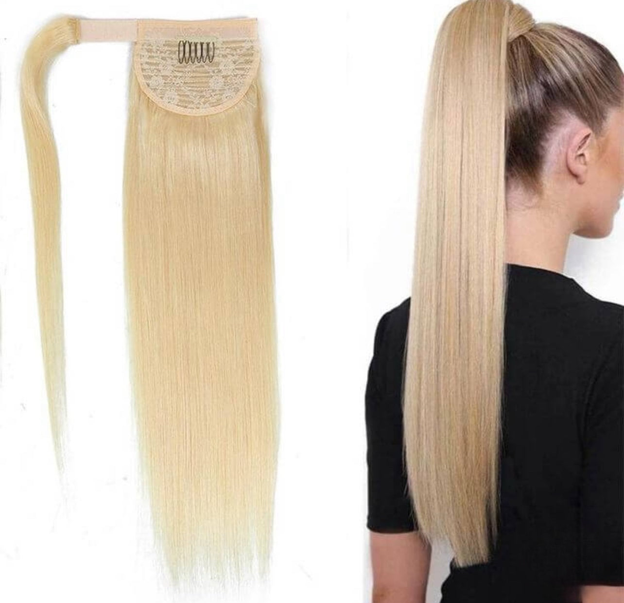 #613 Blonde straight Ponytail hair extensions