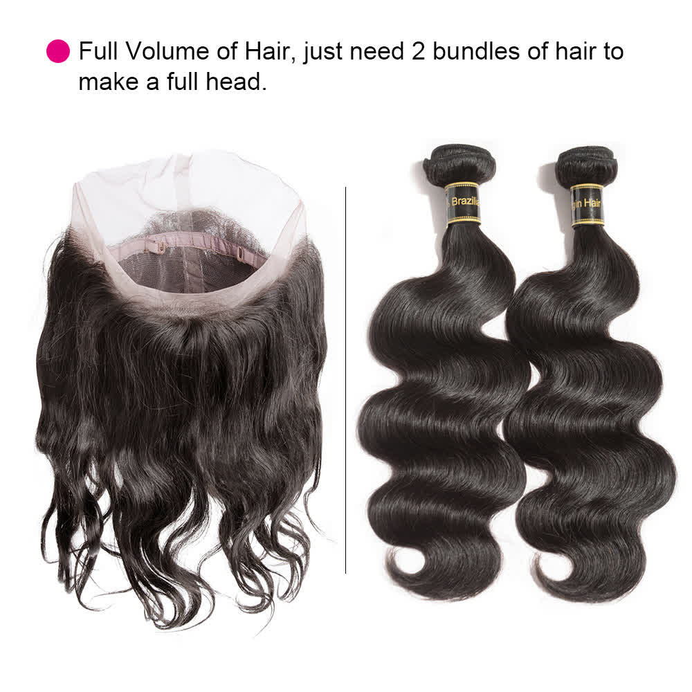 360 frontal + bundles Natural Black Virgin hair bundles