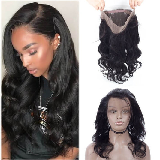 360 frontal + bundles Natural Black Virgin hair bundles