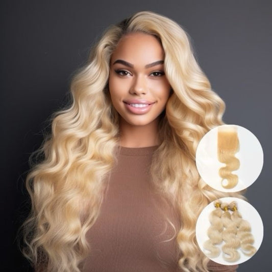 5x5  closure+bundles #613 Virgin hair bundles