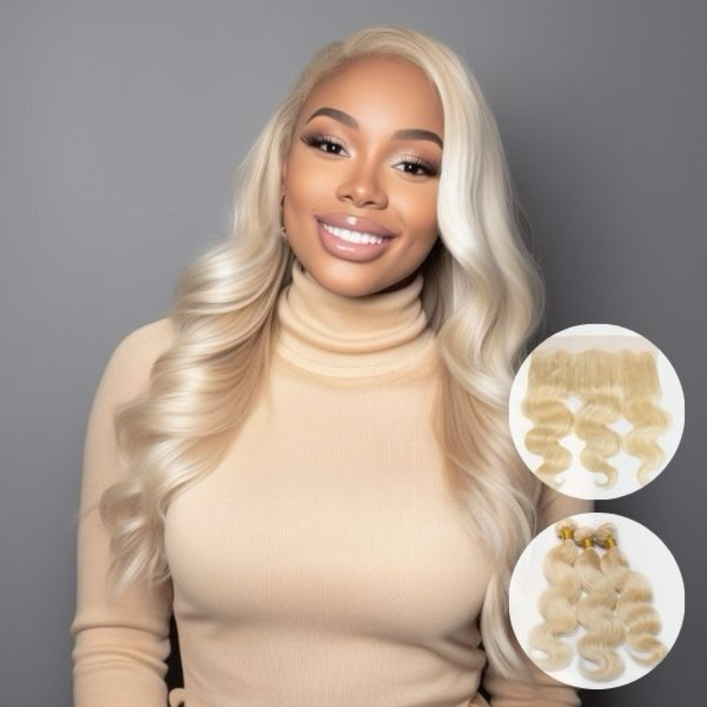 13x6 frontal+bundles #613 Virgin hair bundles